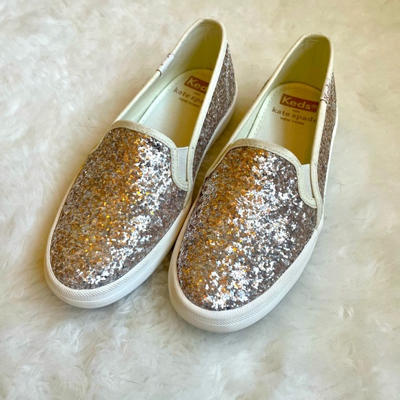 Keds Other - NWOT Child's Keds x Kate Spade Silver Glitter Loafers (US 13)